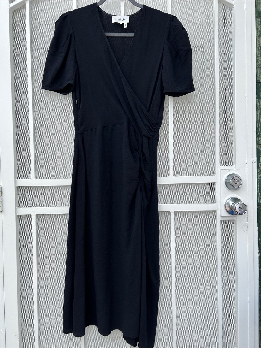 Ba&sh Black Short-Sleeve Midi Dress